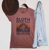 sloth hiking team tshirt