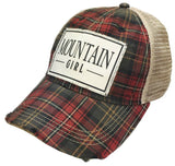 Mountain Girl Distressed Trucker Hat