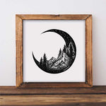 Mountain & Forest Crescent Moon Art Print