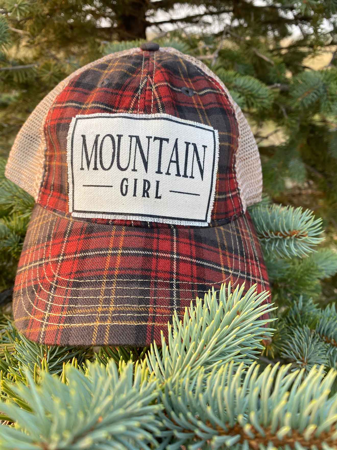 Mountain Girl Distressed Trucker Hat – Trail Addict Shop display picture 1